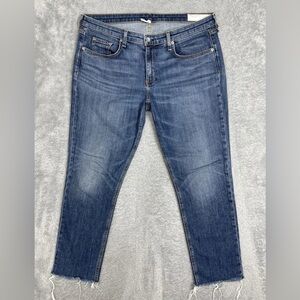 Rag & Bone Dre Low Rise Slim Boyfriend Jeans Womens 32* Blue Medium Wash Raw Hem